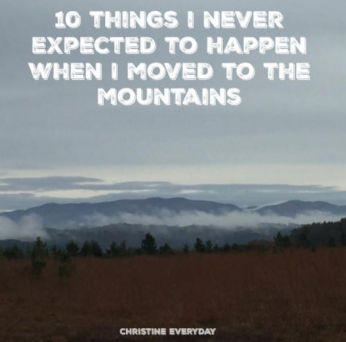 Welcome my guest poster Christine as she shares 10 Things I Never Expected to Happen When I Moved to the Mountains- Love, Pasta and a Tool Belt