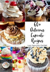 Craving something sweet? Try one of these 60+ Cupcake Recipes for your next dessert baking adventure! Click thru to check out all the recipes on Love, Pasta and a Tool Belt or Repin for later!