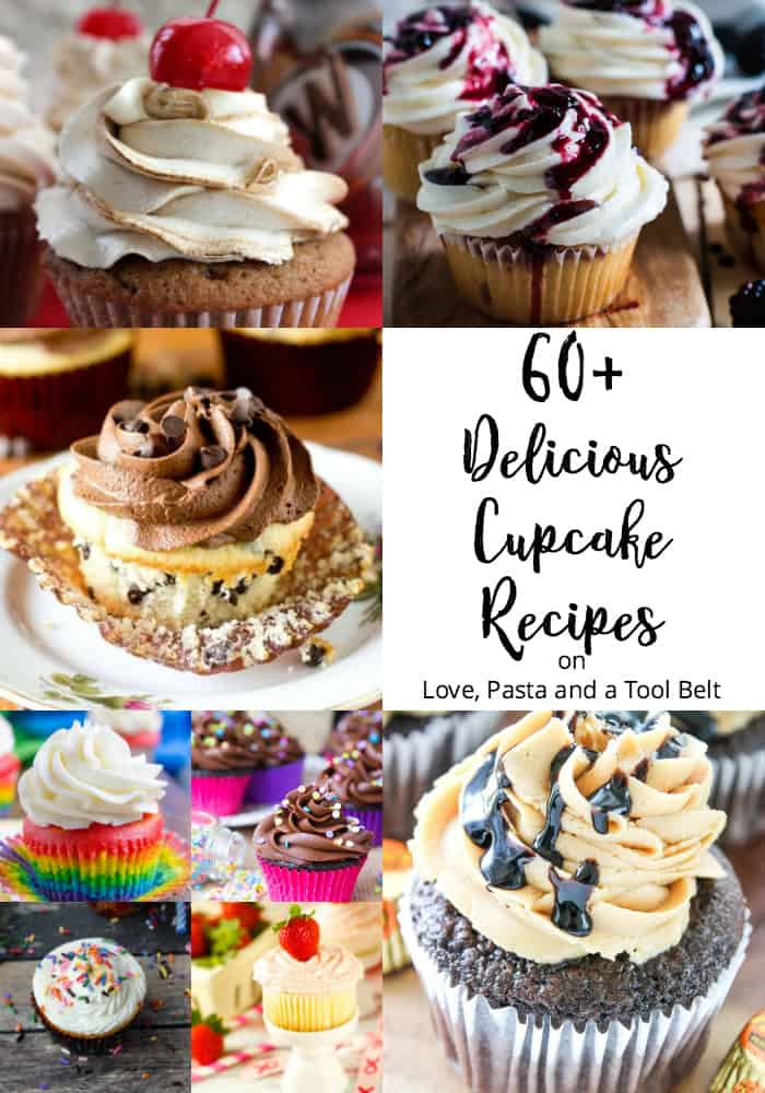 Craving something sweet? Try one of these 60+ Cupcake Recipes for your next dessert baking adventure! Click thru to check out all the recipes on Love, Pasta and a Tool Belt or Repin for later!