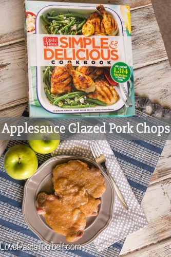 Enjoy some delicious fall flavors with minimal work with this recipe for Applesauce Glazed Pork Chops {sponsored}
