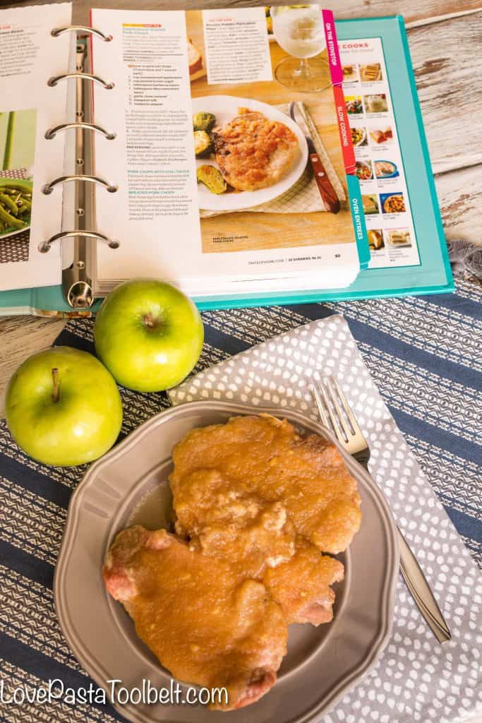 Enjoy some delicious fall flavors with minimal work with this recipe for Applesauce Glazed Pork Chops {sponsored}