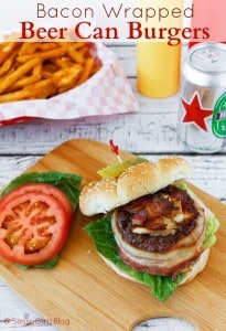 Bacon Wrapped Beer Can Burgers