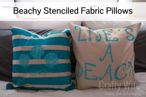 Beachy Stenciled Fabric Pillows- Guest Post