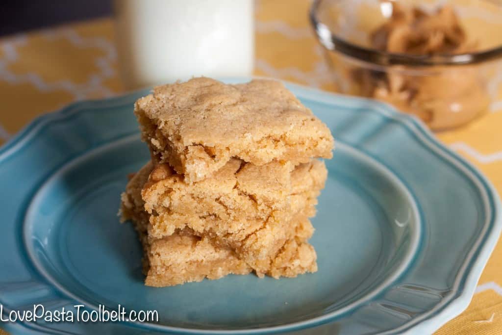 Make a sweet treat with these easy Chewy Peanut Butter Bars- Love, Pasta and a Tool Belt | desserts | dessert recipes | food | dessert bars | 