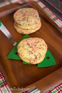 Thick, Chewy and Delicious are three words to describe these easy to make Christmas Funfetti Cookies. You'll want to add these to your Christmas cookie platter.