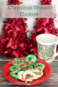 Make some holiday memories with these simple Christmas Wreath Cookies!- Love, Pasta and a Tool Belt #MemoriesIntheBaking #ad