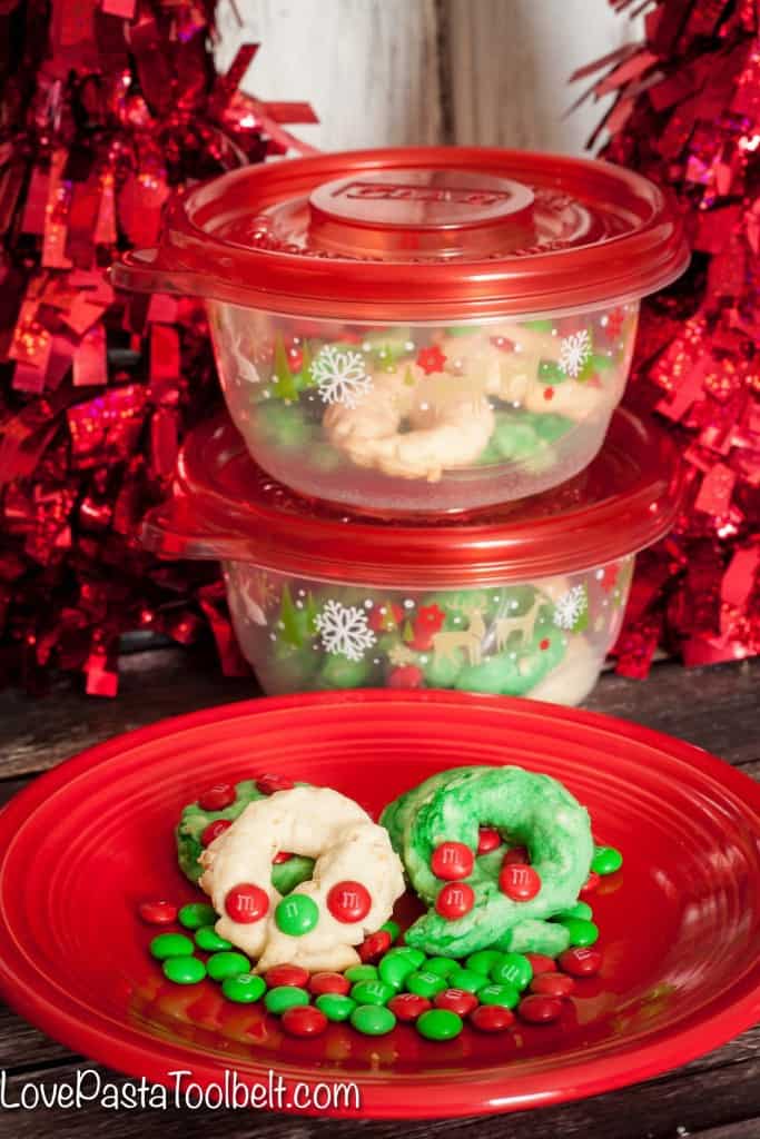 Make some holiday memories with these simple Christmas Wreath Cookies!- Love, Pasta and a Tool Belt #BakingInTheMemories #ad 