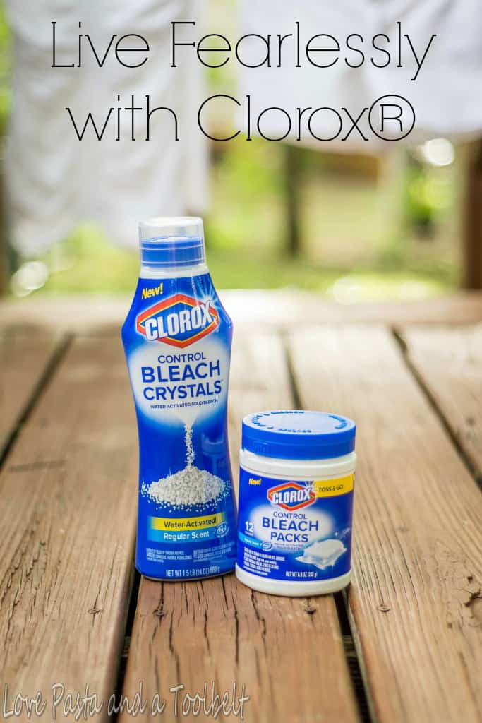 Lose the fear of white clothes and Live Fearlessly with Clorox® Bleach Crystals™ and Clorox® Bleach Packs™- Love, Pasta and a Tool Belt #ad #TotalBleachControl