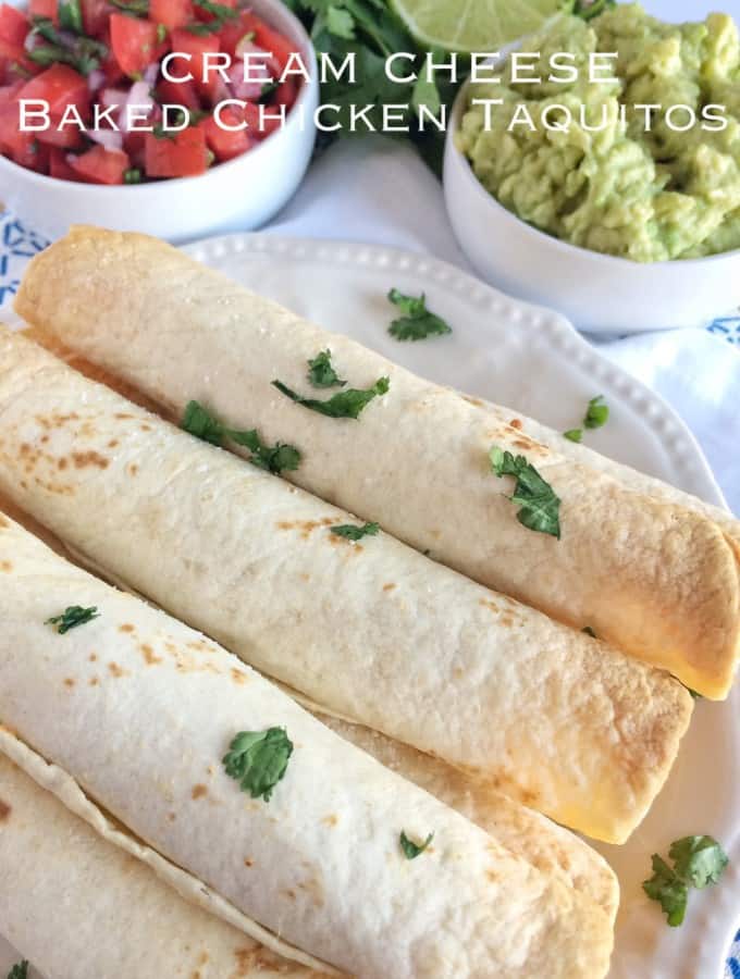 Cream Cheese Baked Chicken Taquitos are a delicious and simple dinner recipe for the whole family. Click thru for the recipe or Repin for later!