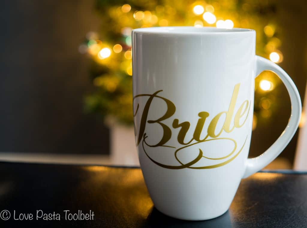 Have a bride-to-be in your life, make this DIY Bride Mug for a fun gift!- Love, Pasta and a Tool Belt | DIY | Craft ideas | Silhouette | Gift Ideas | Bride | Wedding Ideas |