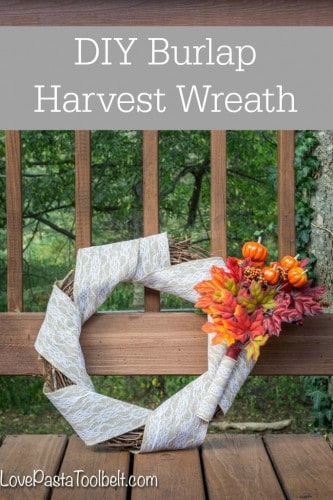 Get ready for fall with this DIY Burlap Harvest Wreath!- Love, Pasta and a Tool Belt | DIY | crafts | wreaths | wreath ideas | Fall decor | fall craft ideas |