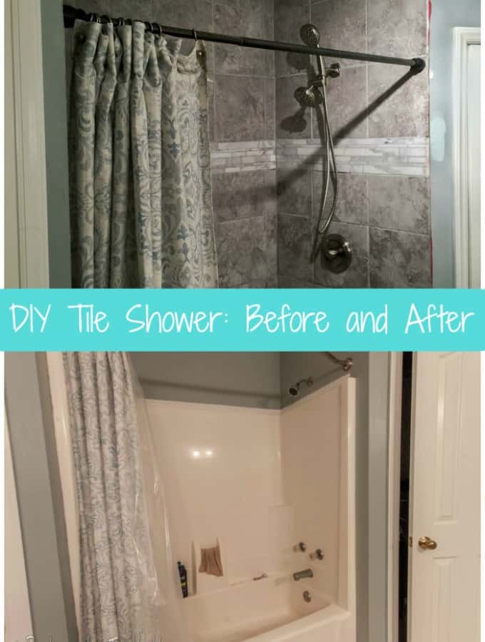Come see how we took our shower/tub combo to a beautiful DIY Tile Shower: Before and After #ad | shower | renovation | remodel | DIY | tile shower | before and after |