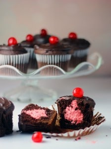 Double Chocolate Cherry Filled Cupcakes