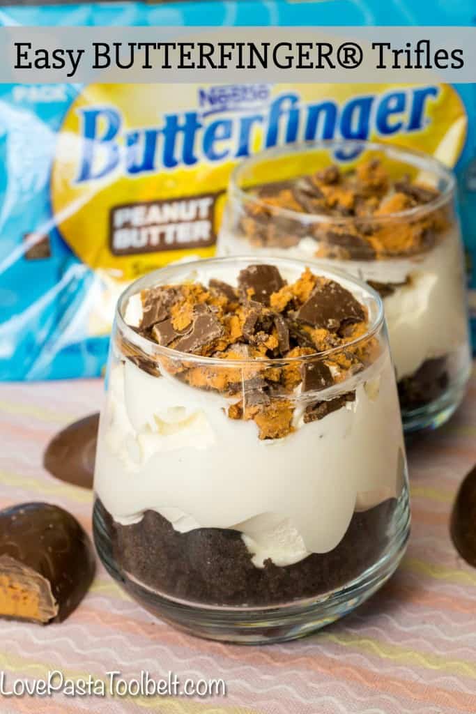 Make hosting a breeze by whipping up these Easy BUTTERFINGER® Trifles- Love, Pasta and a Tool Belt #EggcellentTreats #ad @Butterfinger | Desserts | dessert recipes | easy desserts | chocolate | candy | Easter | 