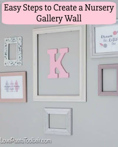 A gallery wall is a great way to dress up a blank wall. We created a gallery wall for K's nursery and I'm sharing Easy Steps to Create a Nursery Gallery Wall. #ad #GooGone #GoodAsGone