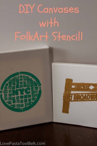 DIY Canvases with FolkArt Stencil1- Love, Pasta and a Tool Belt #ad