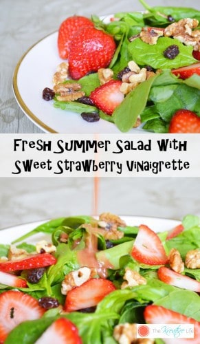 Please welcome my guest poster Kendra with her recipe for Fresh Summer Salad with Sweet Strawberry Vinaigrette- Love, Pasta and a Tool Belt | salad | recipes | food | fresh | healthy | summer |