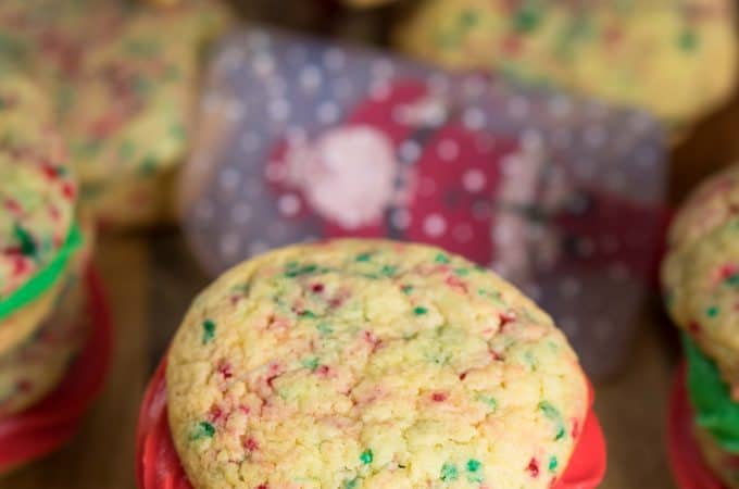Thick and chewy cookies sandwiched together with delicious buttercream icing, these Funfetti Cookie Sandwiches will be a hit with the family any time of the year!