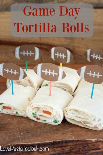 Prepare these Game Day Tortilla Rolls ahead of time for a great appetizer! - Love, Pasta and a Tool Belt #YesYouCAN {ad} | appetizers | food | football | recipes |