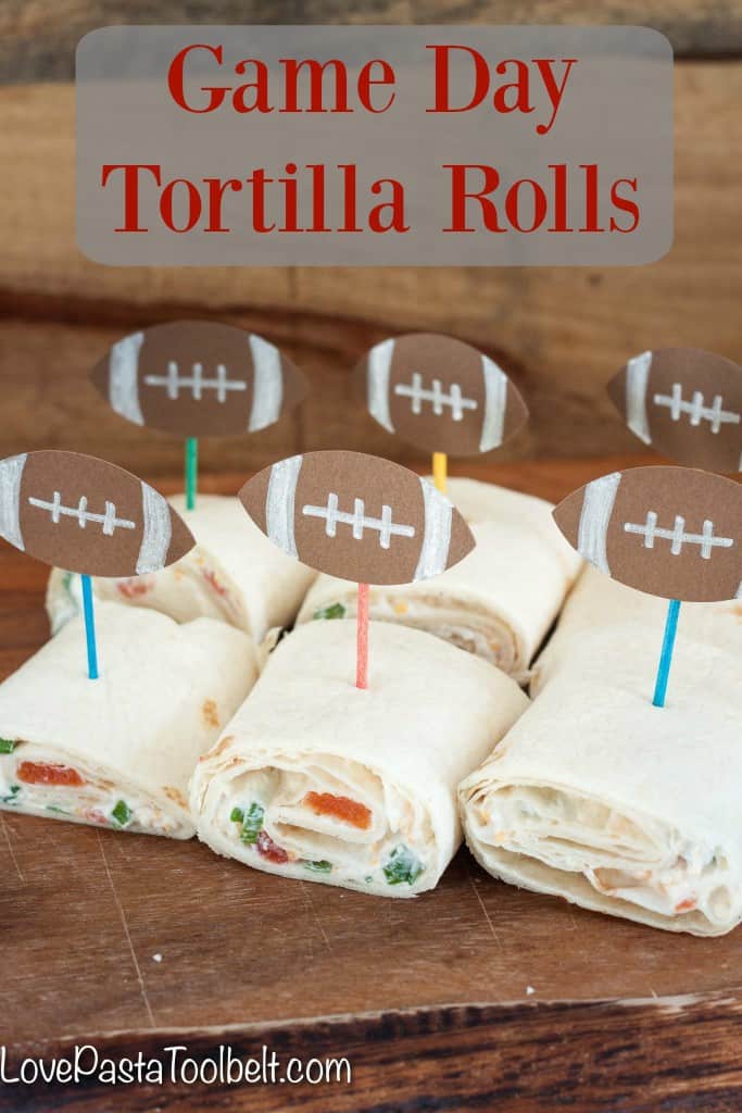 Prepare these Game Day Tortilla Rolls ahead of time for a great appetizer! - Love, Pasta and a Tool Belt #YesYouCAN {ad} | appetizers | food | football | recipes | 