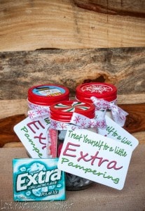 Give Extra with a Pedicure in a Jar and a free printable- Love, Pasta and a Tool Belt #ad #ExtraGumMoments | DIY gift | homemade gift | gift ideas | pedicure | free printable |