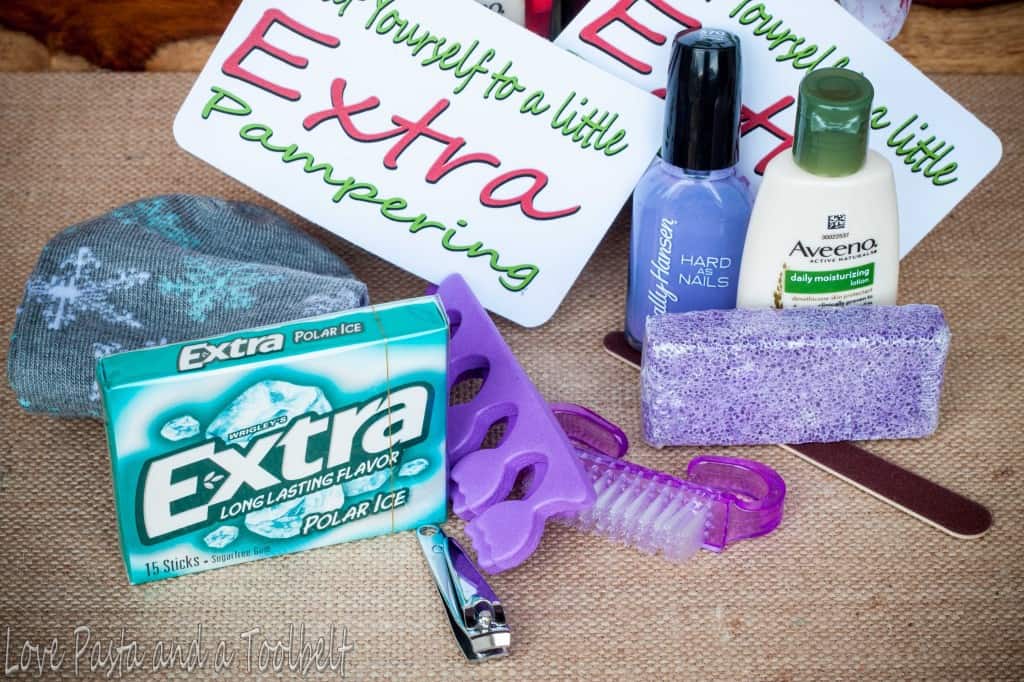 Give Extra with a Pedicure in a Jar and a free printable- Love, Pasta and a Tool Belt #ad #ExtraGumMoments | DIY gift | homemade gift | gift ideas | pedicure | free printable | 