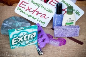 Give Extra with a Pedicure in a Jar and a free printable- Love, Pasta and a Tool Belt #ad #ExtraGumMoments | DIY gift | homemade gift | gift ideas | pedicure | free printable |