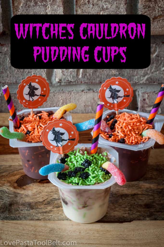 Witches Cauldron Pudding Cups are the perfect Halloween snack for your kids or your Halloween party! #SnackPackMixins #shop