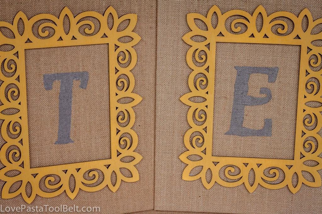 Initial Burlap Canvases- Love, Pasta and a Tool Belt