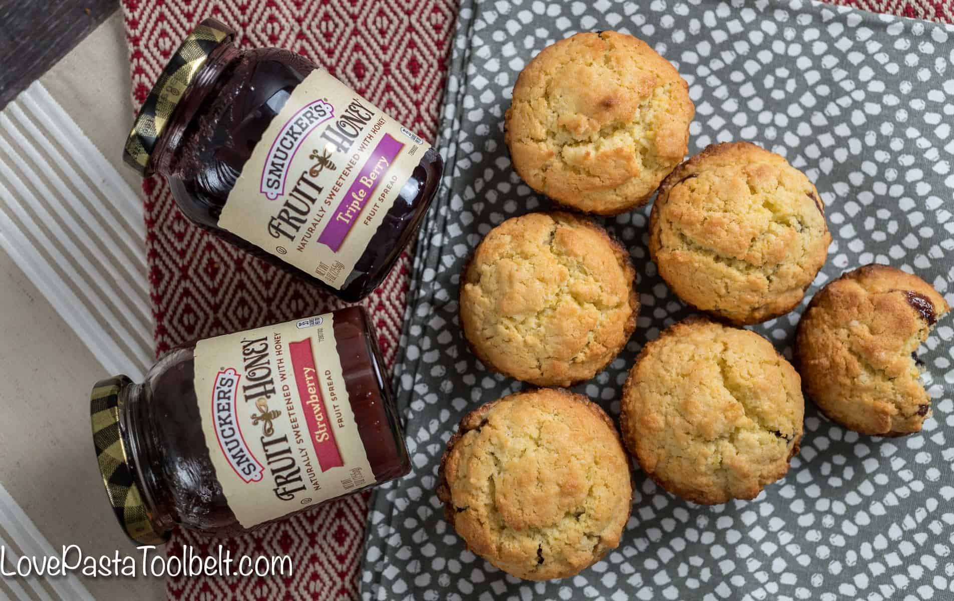 Delicious Jam Filled Muffins make the perfect addition to your holiday brunch or even a great late night snack. #ad #EasyHolidayEats