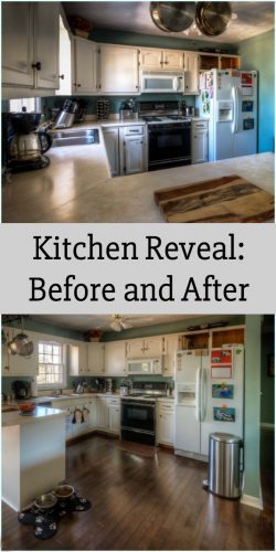 Kitchen Reveal: Before and After- Come see how we took an outdated kitchen into current times with some country chic flair
