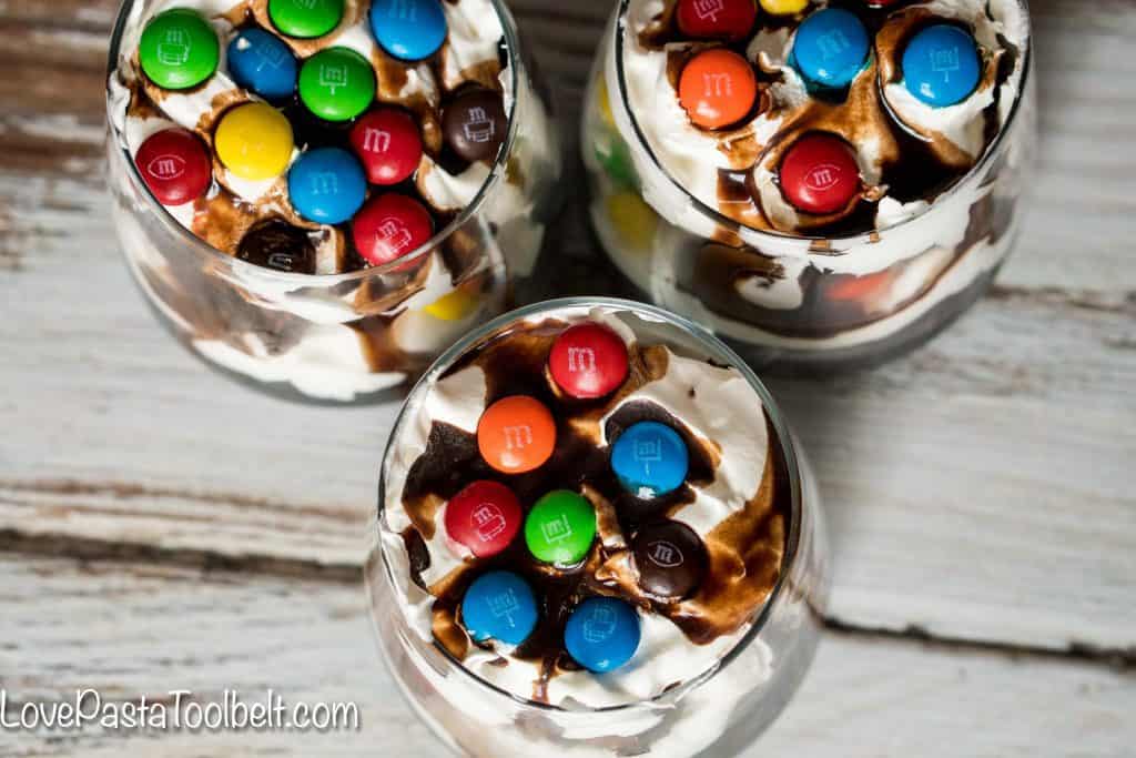 Game day treats don't get much easier or more delicious than these Easy M&M'S® Brownie Trifles {sponsored}