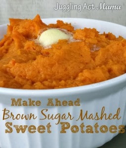 Make Ahead Brown Sugar Mashed Sweet Potatoes via Juggling Act Mama