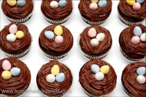 Marshmallow filled birds nest cupcakes