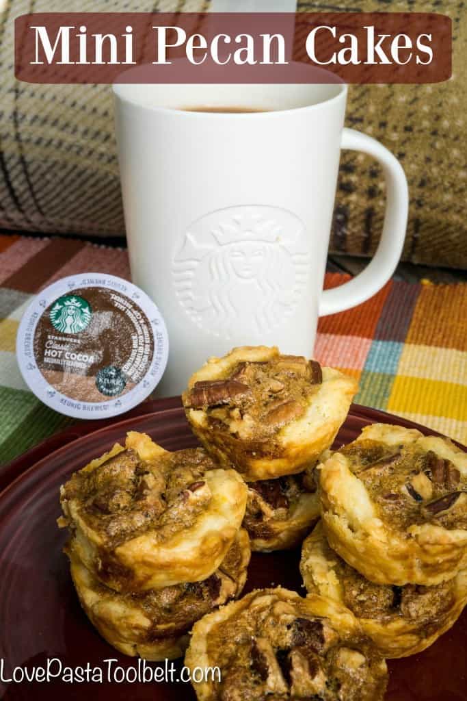 These simple Mini Pecan Cakes are best served alongside a cup of hot cocoa!- Love, Pasta and a Tool Belt #KCup #HotCocoa, #IC (ad) | desserts | recipes | food | dessert ideas | 