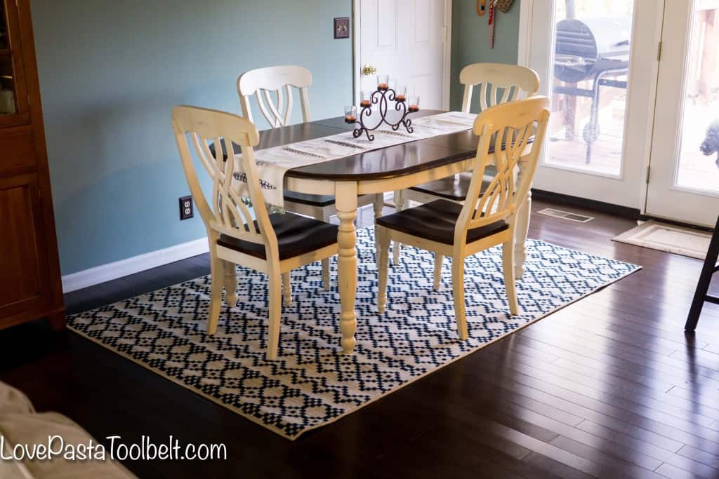 Come see how we gave our dining room a makeover in our Dining Room Refresh- Love, Pasta and a Tool Belt #ad #ilovemymohawkrug | Home Decor | Decorating | 