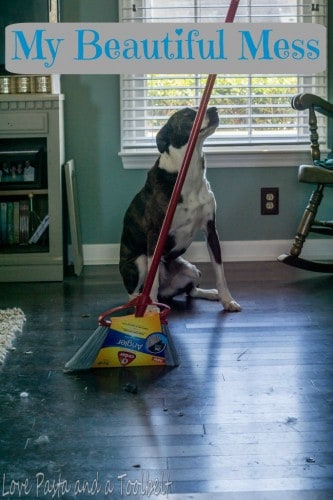 My Beautiful Mess- Love, Pasta and a Tool Belt #SweepTheMess #ad | dogs | mess | cleaning |