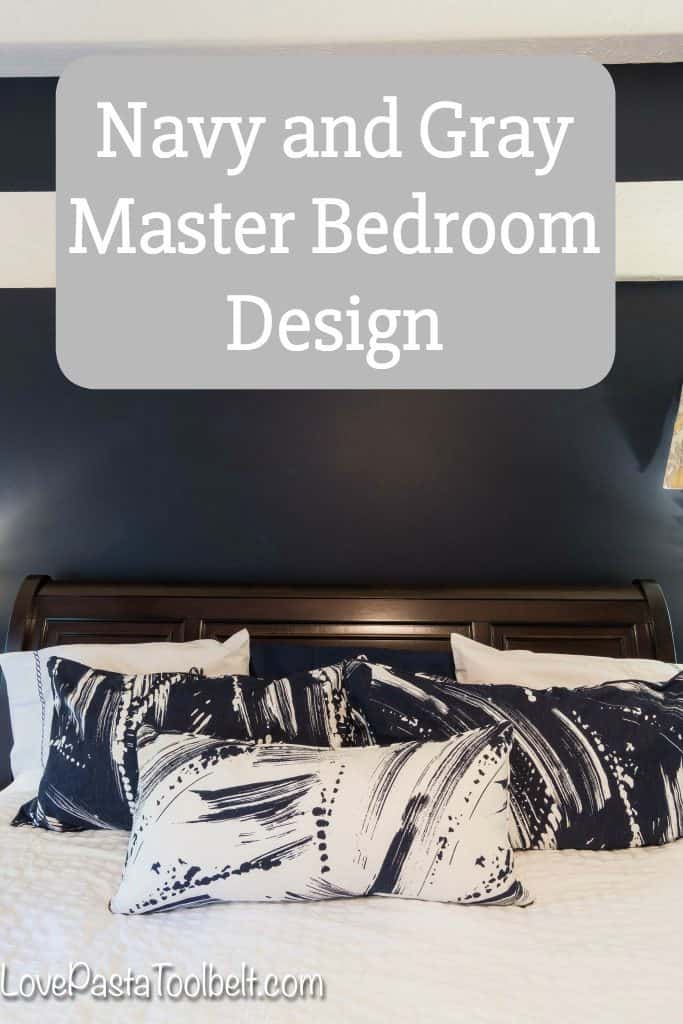 Find some inspiration for a Navy and Gray Master Bedroom for a luxurious and cozy room. #ad #AnnieSelkeStyle #IC