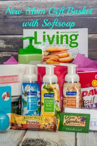 New Mom Gift Basket with Softsoap- Love, Pasta and a Tool Belt #FoamSensations #ad }| gift ideas | gift basket | new mom gift | new mom | baby gift |