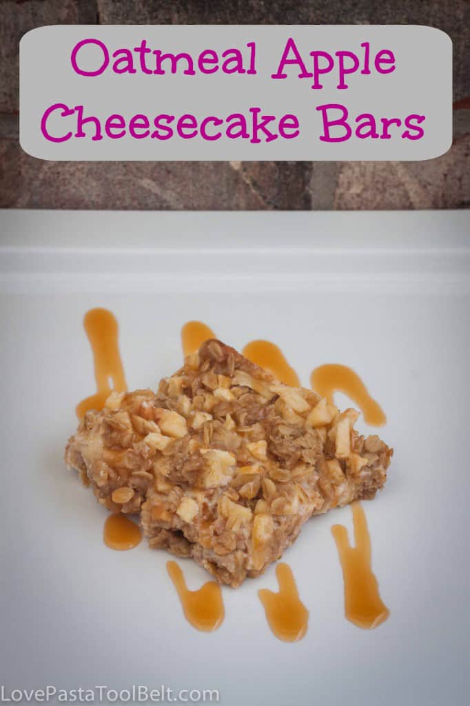 Oatmeal Apple Cheesecake Bars- Love, Pasta and a Tool Belt #desserts #apples 