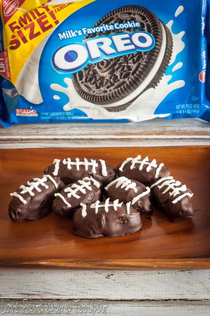 OREO Cookie Ball Footballs- Love, Pasta and a Tool Belt  #ad #OREOCookieBalls | desserts | football | recipes | 