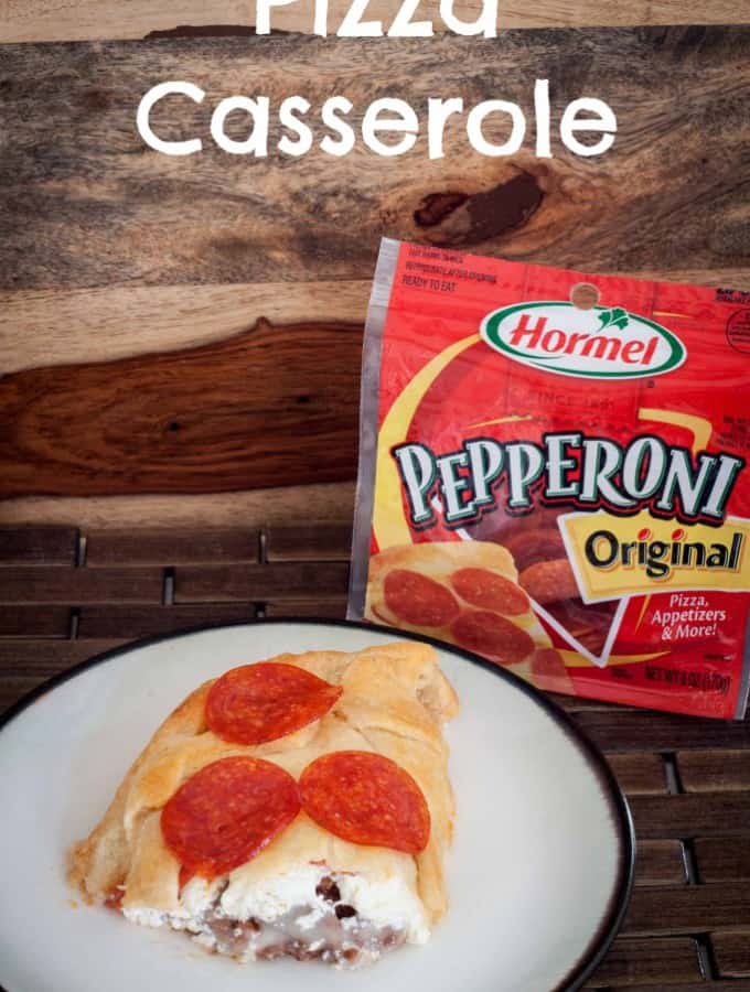 Pizza Casserole with Hormel Pepperoni is the perfect dinner recipe- Love, Pasta and a Tool Belt #PepItUp #Ad | pizza | recipes | dinner | pepperoni | casserole |