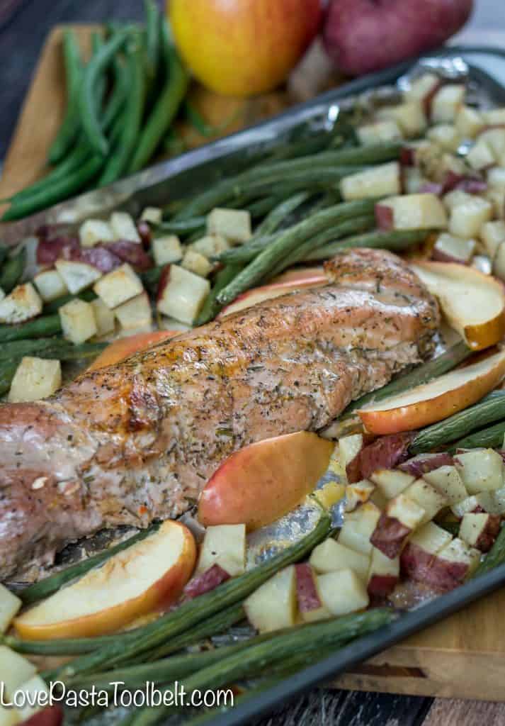 Have dinner ready in a flash with this delicious 30 Minute One Pan Roasted Garlic and Herb Pork Tenderloin. It's perfect for busy weeknights when you don't have time to spend cooking but still want a delicious meal for the family! #RealFlavorRealFast #ad 