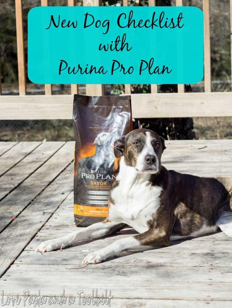 New Dog Checklist with Purina Pro Plan Love Pasta and a Tool