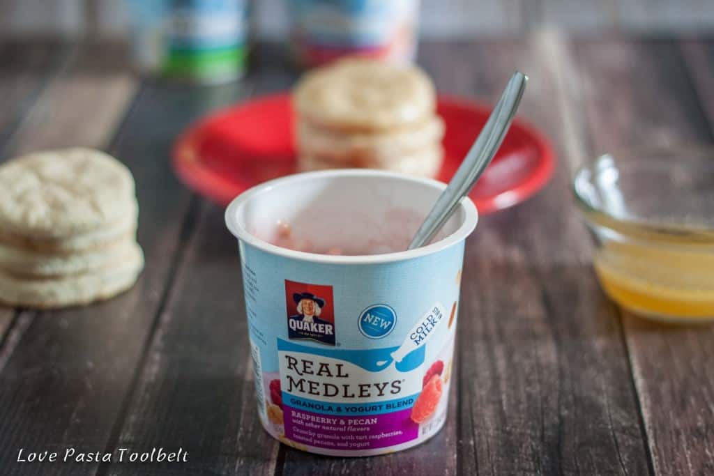 Have a delicious breakfast with these Honey Butter Biscuits and Quaker® Real Medleys® Yogurt Cups- Love, Pasta and a Tool Belt #ad #QuakerRealMedleys 