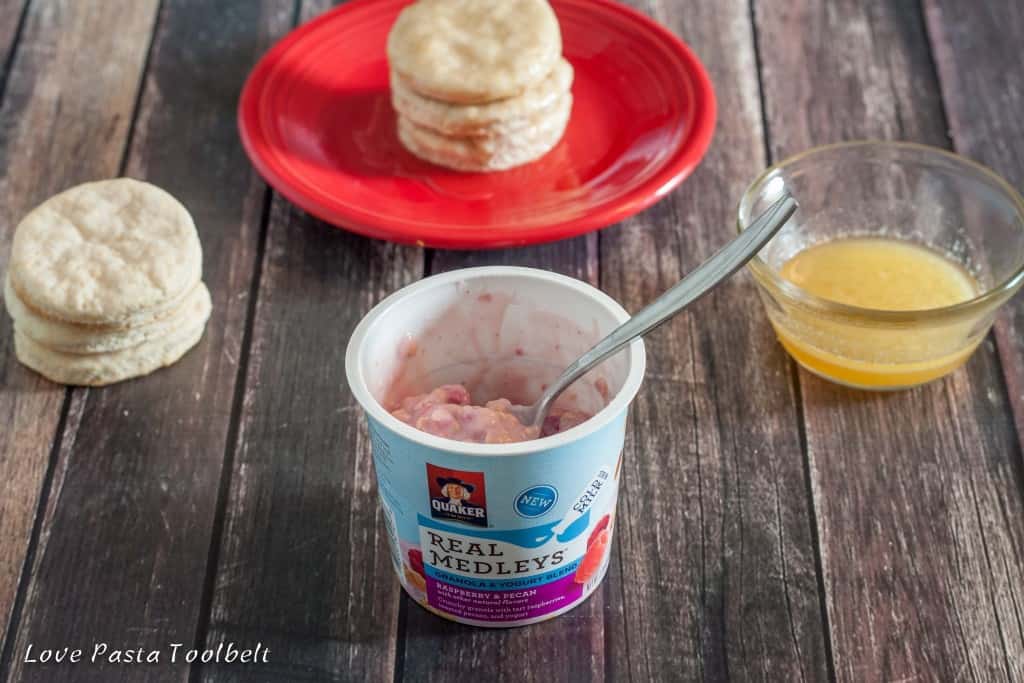 Have a delicious breakfast with these Honey Butter Biscuits and Quaker® Real Medleys® Yogurt Cups- Love, Pasta and a Tool Belt #ad #QuakerRealMedleys 