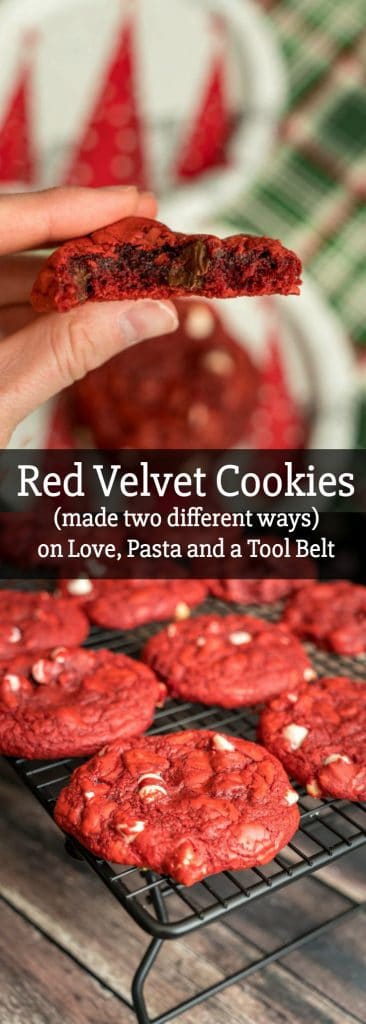 Prepare for the holidays with this delicious recipe for Red Velvet Cookies that you can make two different ways!