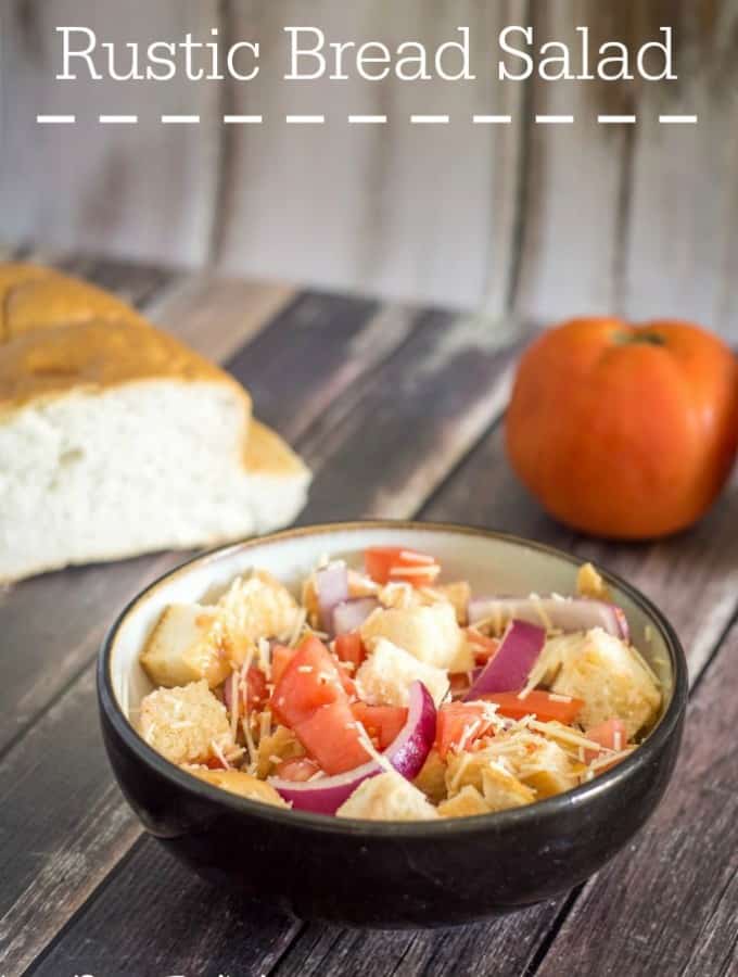 Mix up your salad game with this recipe for a Rustic Bread Salad- Love. Pasta and a Tool Belt | recipes | side dish | salad ideas | food | menu |