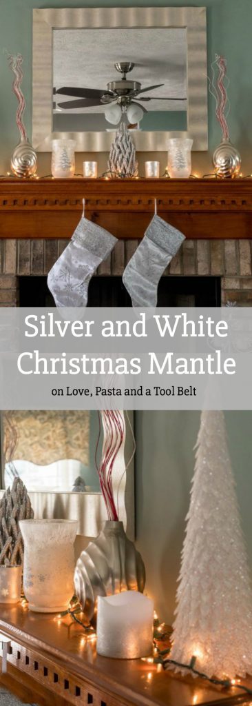 Get started on your Christmas decorating with this Silver and White Christmas Mantle Inspiration #BigLotsHoliday #ad