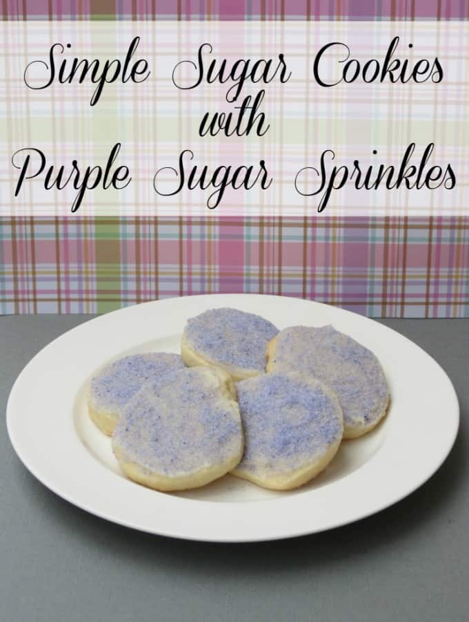 My guest poster Kristen is sharing her recipe for Simple Sugar Cookies with Purple Sugar Sprinkles- Love, Pasta and a Tool Belt | cookies | dessert | recipes | desserts | sweets |